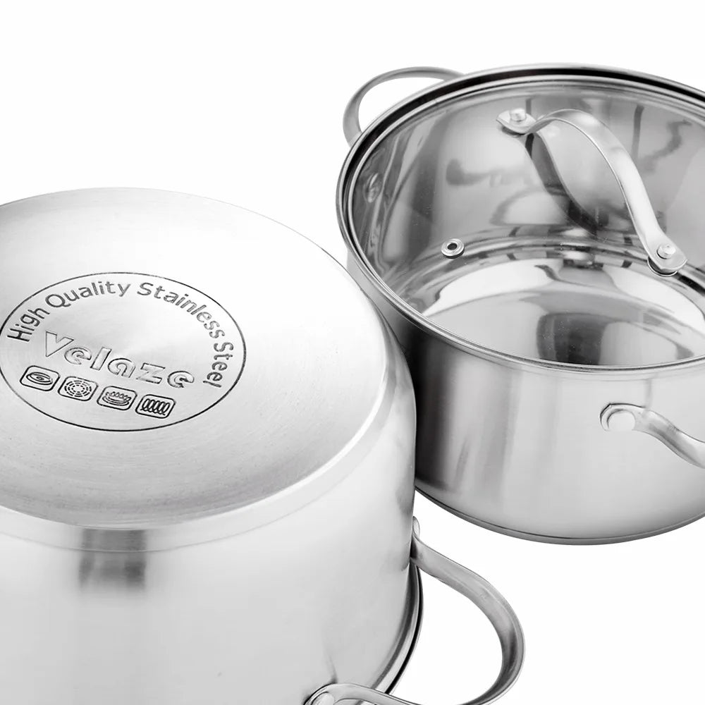 Velaze Cookware Set Kitchen Stainless Steel 9-Piece Cooking Pot Set,Induction Safe,Non Stick