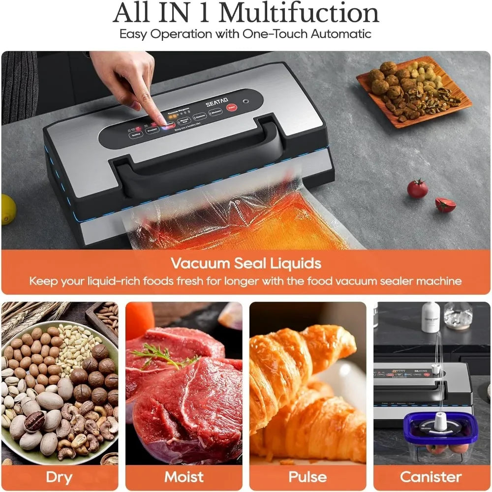 Vacuum Sealer Machine, 90Kpa Food Preservation, Dry & Moist & Extended Modes