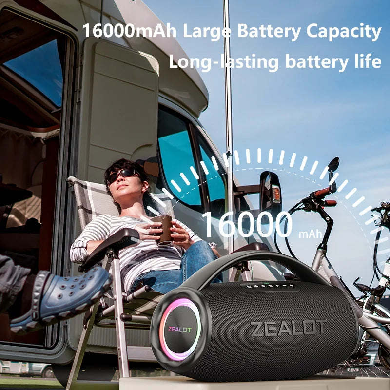 ZEALOT S97 80W Wireless Outdoor Portable Subwoofer Speaker, Dual Pairing, Fast Charging,16000mAh.