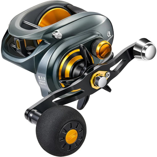 Fishing Reel, 38Lbs Max Drag Aluminum Alloy Frame, Available in 6.6:1/8.1:1 Gear Ratio, Casting Reel