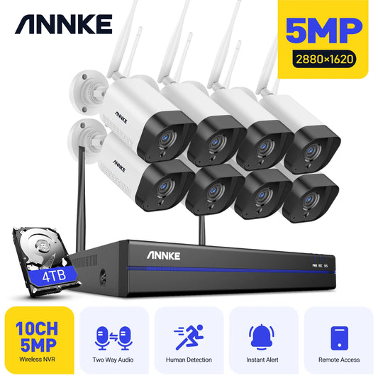 ANNKE 8CH 5MP Wifi Security Camera System Two Way Audio Outdoor Surveillance Cameras 4PCS 5MP