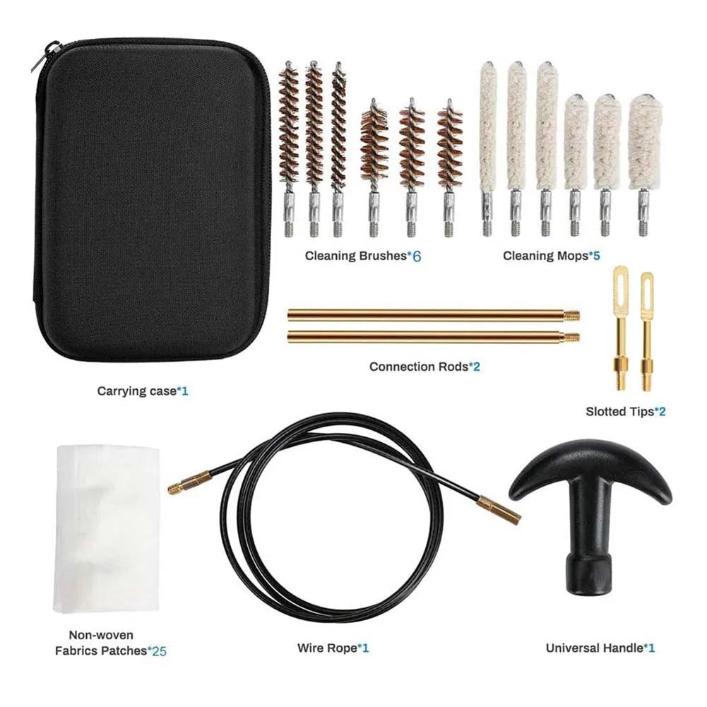 19pcs/Set Gun Barrel Cleaning Kit Pistol Handguns Rod Cleaner Brush Tools for 11/29/9mm 10/45