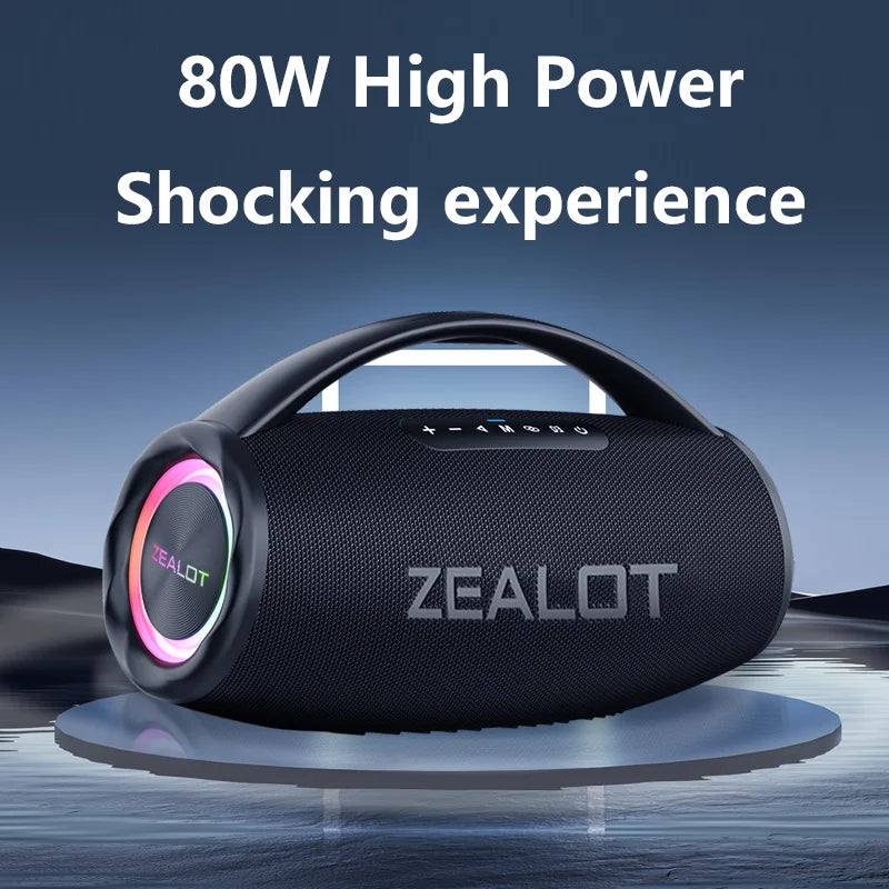 ZEALOT S97 80W Wireless Outdoor Portable Subwoofer Speaker, Dual Pairing, Fast Charging,16000mAh.