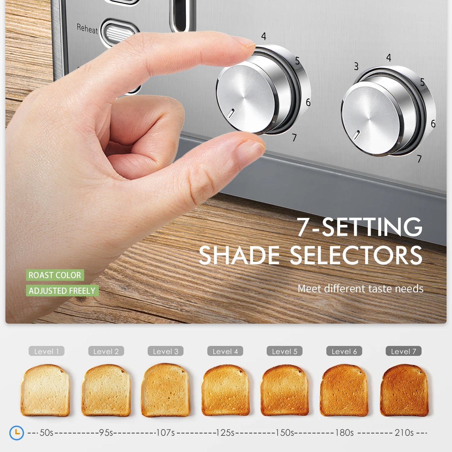 Toaster 4 Slice, Extra Wide Slots, Stainless Steel with High Lift Lever, Bagel and Muffin Function