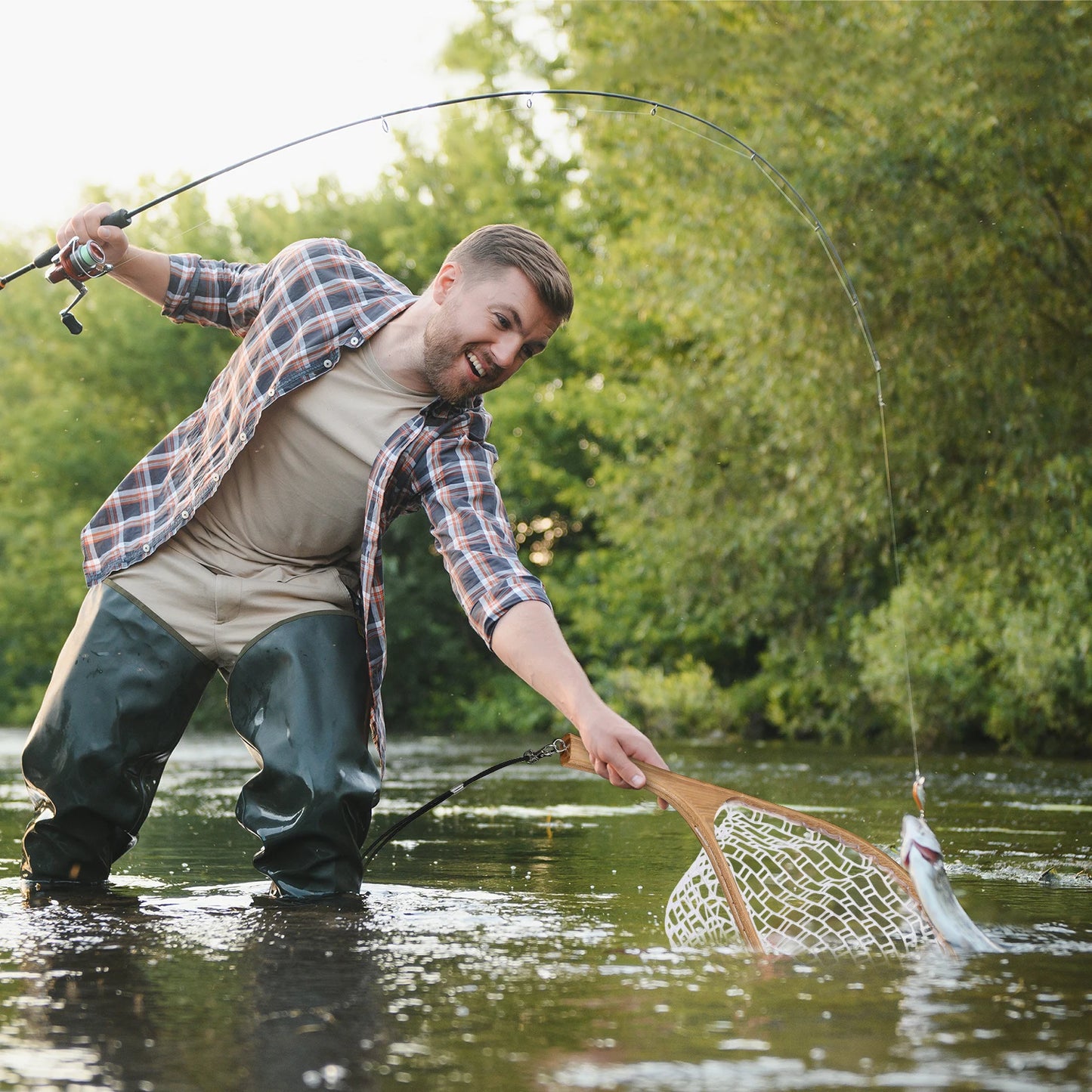 Fly Fishing Landing Net Soft Rubber Mesh Trout Net Catch and Release Net