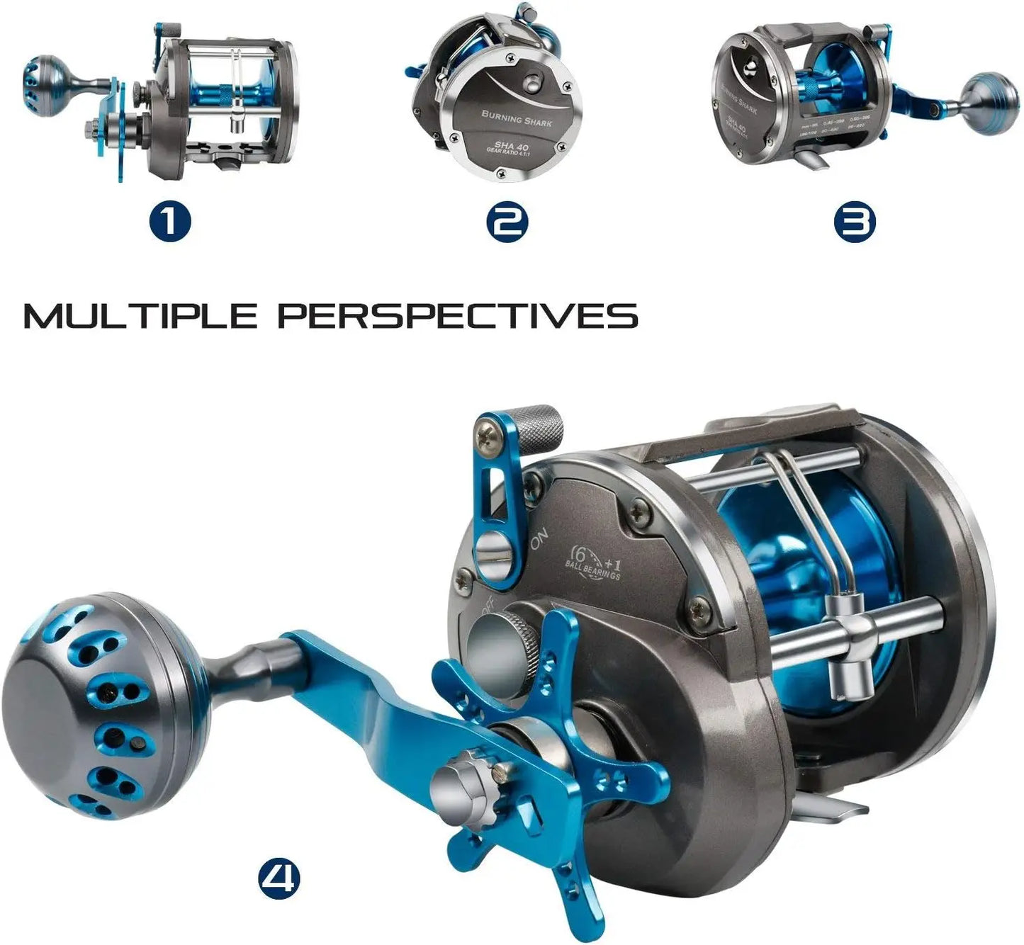 Reel Saltwater Level Wind Reels, Drag Reels Boat Fishing Ocean Fishing for Sea Bass Grouper Salmon