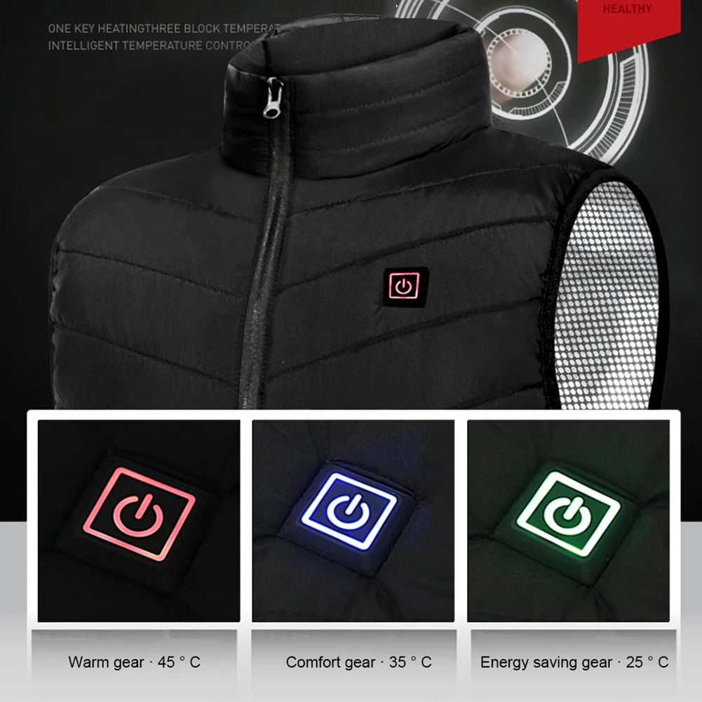 9 Heated Vest Zones Electric Heated Jackets Men Women Sportswear Heated Coat Graphene