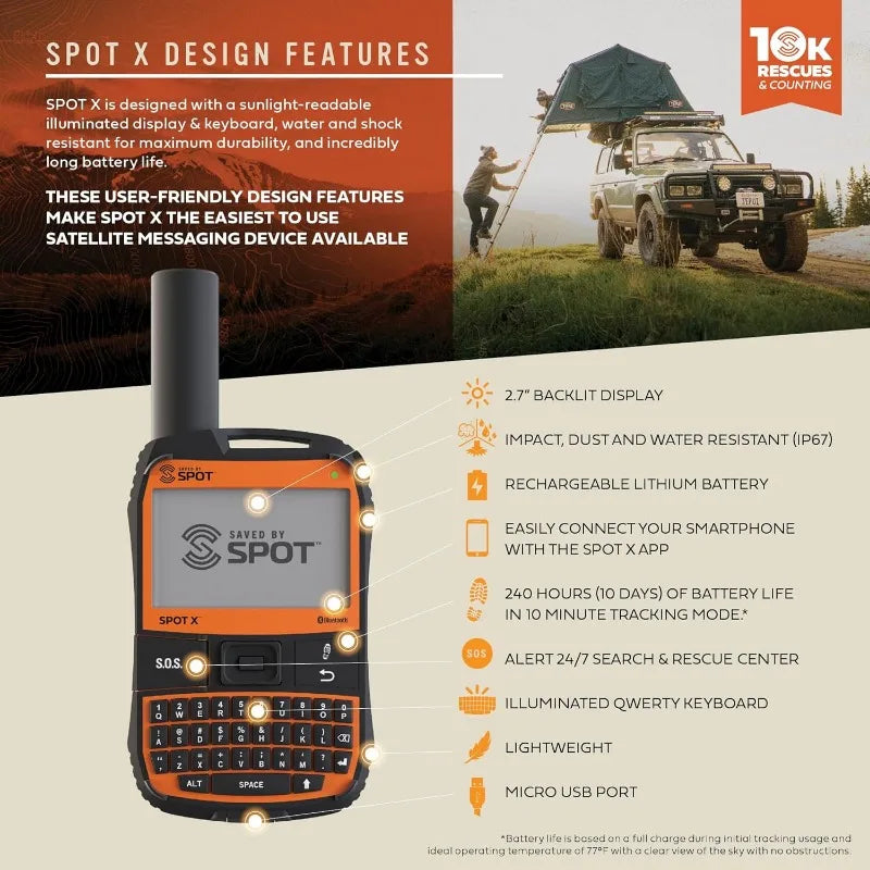 Bluetooth 2-Way Satellite Messenger | SOS Protection | Handheld Portable 2-Way GPS Messenger