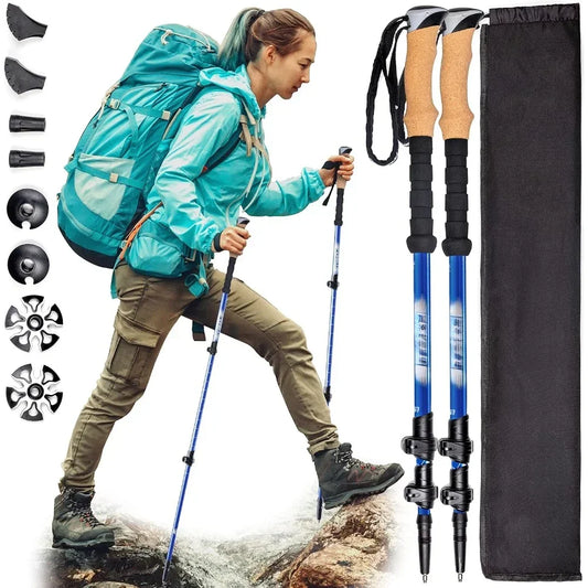 Carbon Fiber Trekking Poles Lightweight Collapsible  Shock-Absorbent Walking Sticks