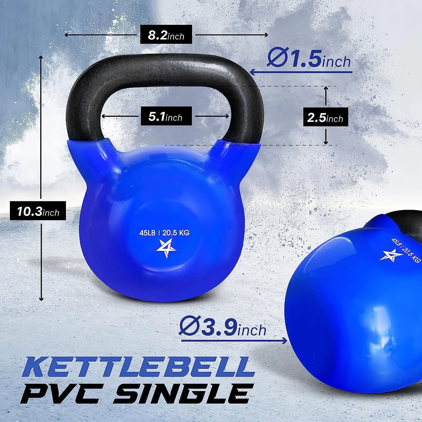 5-65lbs Kettlebells Vinyl Coated Cast Iron for Dumbbell Weights