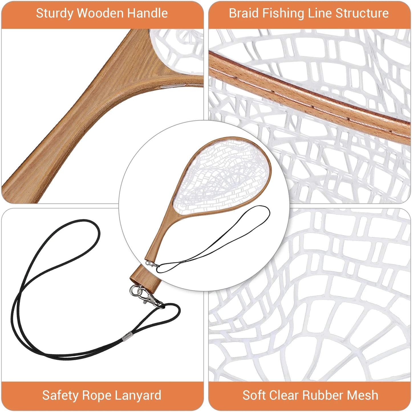 Fly Fishing Landing Net Soft Rubber Mesh Trout Net Catch and Release Net