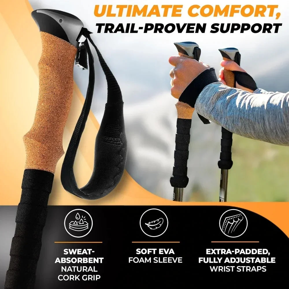 Carbon Fiber Trekking Poles Lightweight Collapsible  Shock-Absorbent Walking Sticks