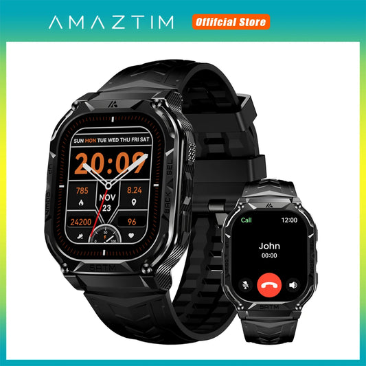 AMAZTIM M3E GPS Smart Watch For Men Compass Altimeter 5ATM IP69K Waterproof 480mAh