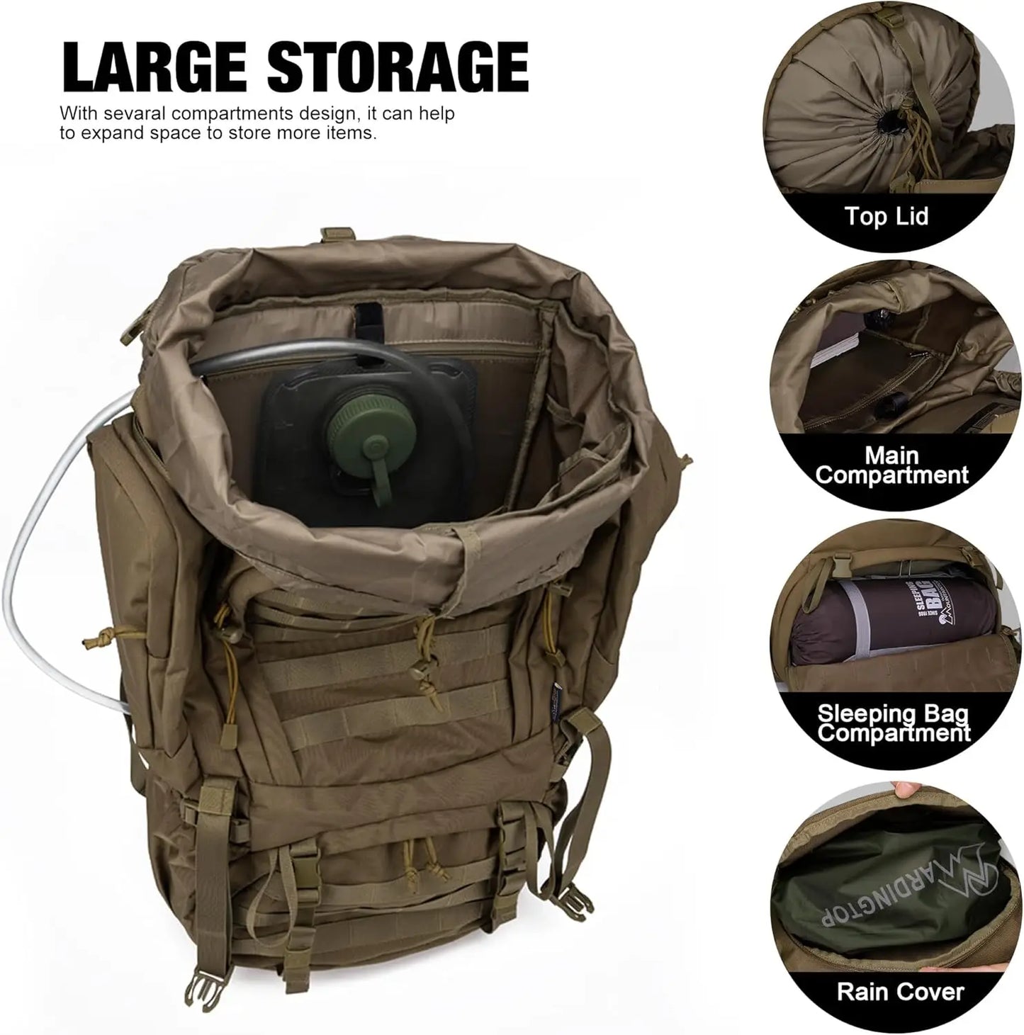 Military Internal Frame Backpack for Hiking,Camping,Hunting,Rucksack Backpack with Rain Cover