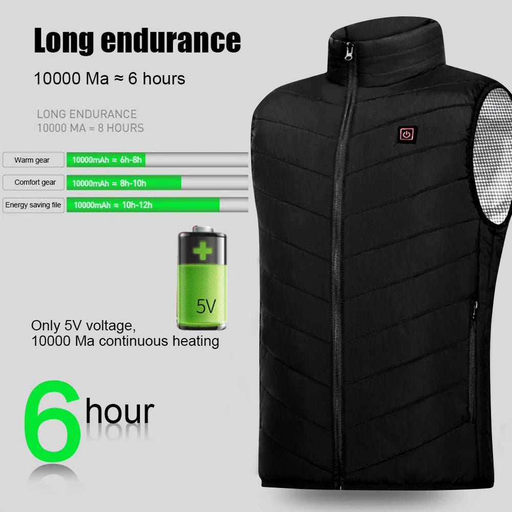 9 Heated Vest Zones Electric Heated Jackets Men Women Sportswear Heated Coat Graphene