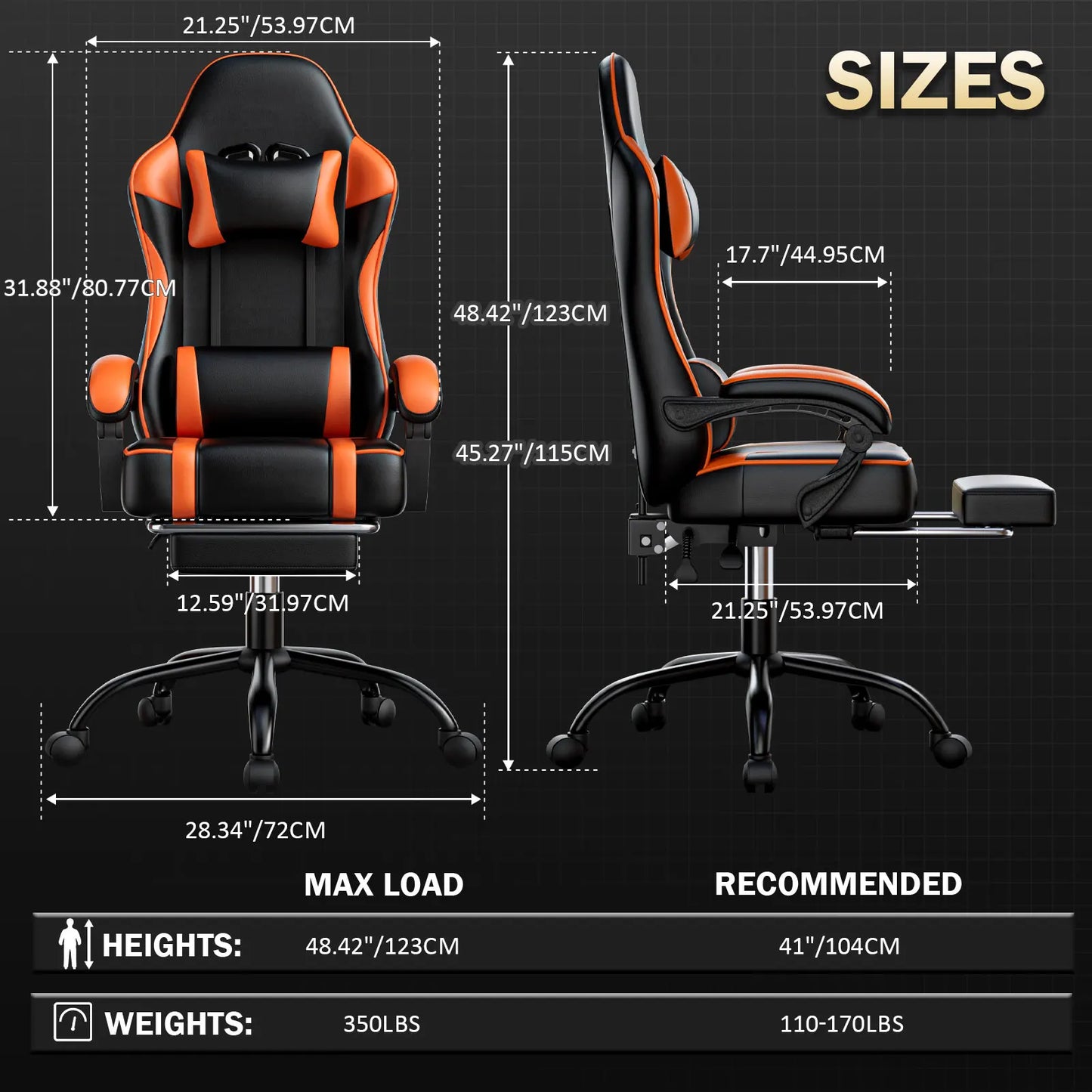 Gaming Chair with Footrest, PU Leather Video Game Chairs for Adults, Reclining Gamer Chair Office