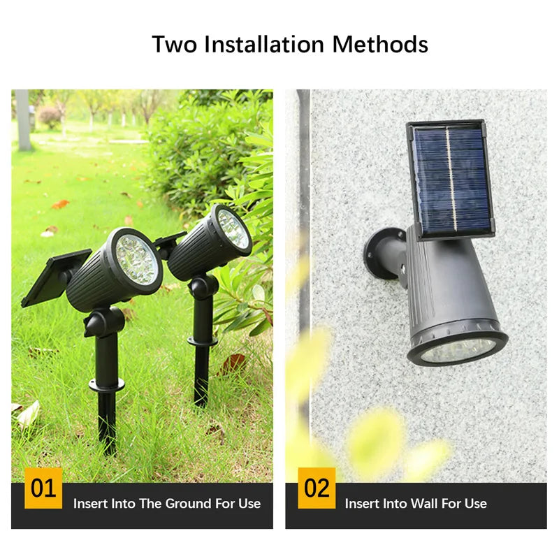 9LEDs Solar Spotlights, Outdoor Light Control, Waterproof Floor Mounted Lawn Lamp