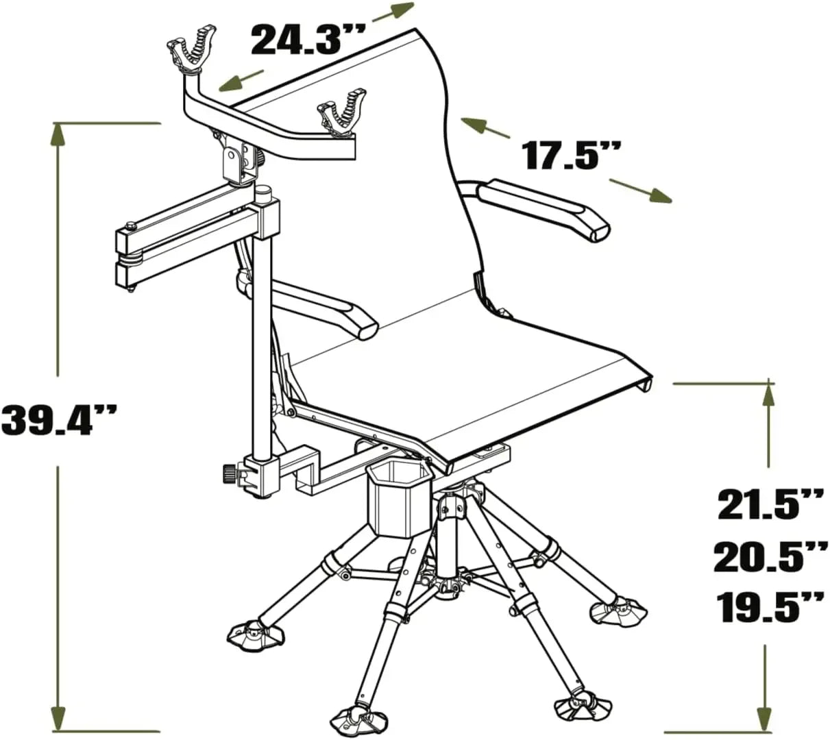 Ultimate Shooting Chair with AXIS V2 Shooting Rest. Rocking Chair. Dual-axis Swivel and Tilting Chair. CAMP. FISH. HUNT. Patent