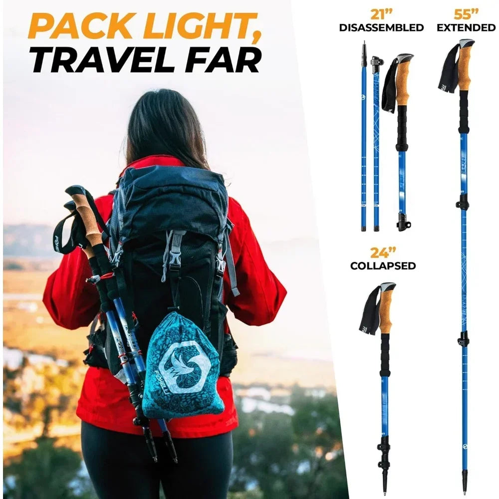 Carbon Fiber Trekking Poles Lightweight Collapsible  Shock-Absorbent Walking Sticks