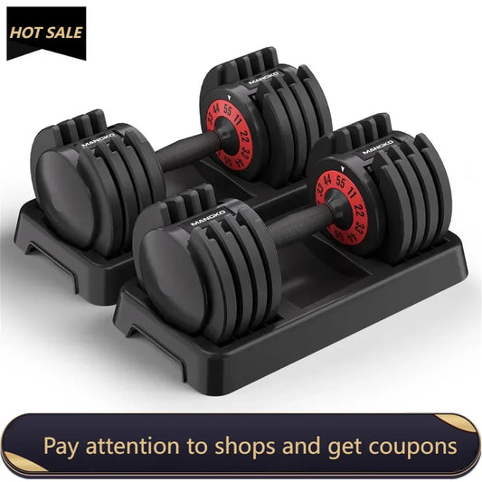 Adjustable Dumbbell 55LB Single Dumbbell 5 Weight Options Dumbbell Anti-Slip Metal Handle