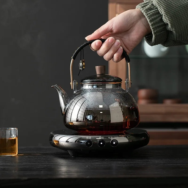 Steamable Teapot Household Glass Tea Maker High Temperature Resistant Steaming and Boiling