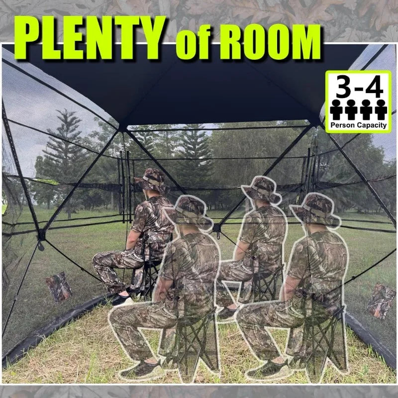 360 Degree See Through Hunting Blind 2/3/4 Person Ground Camouflage Pop Up Hunting Blind