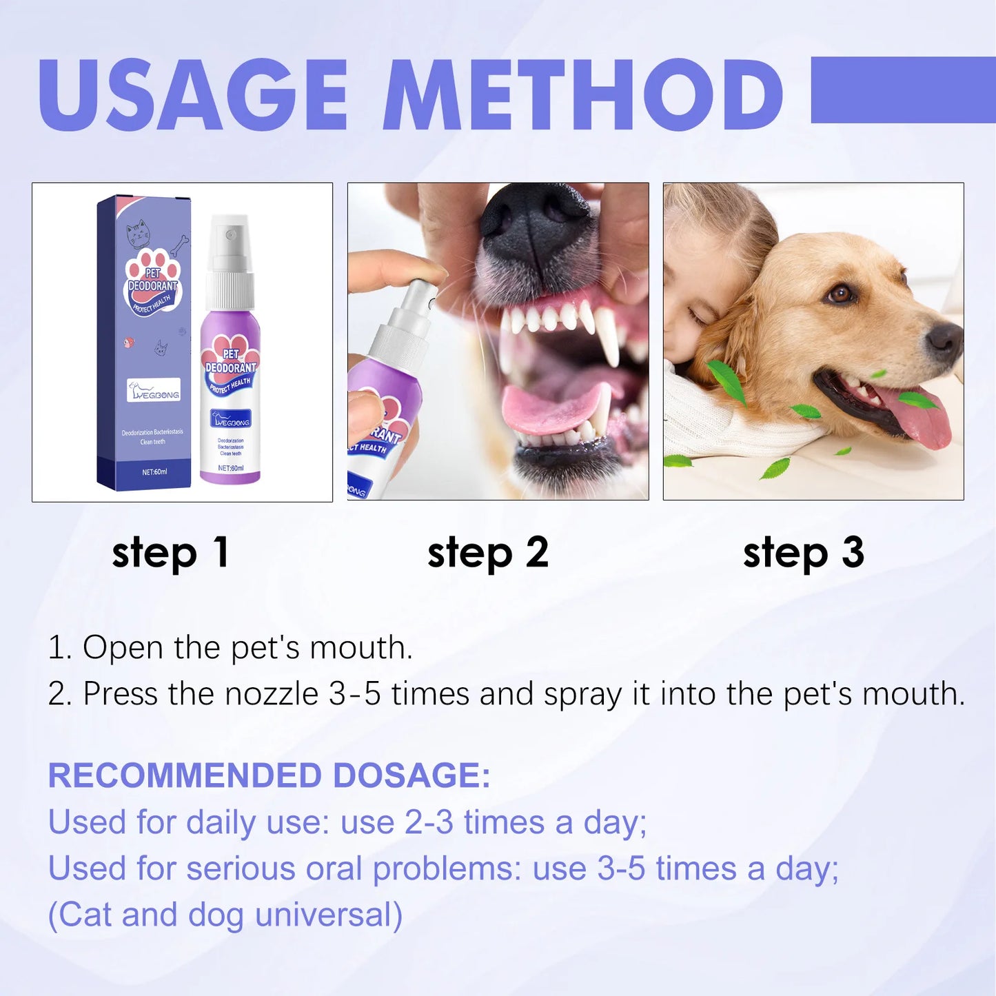 Pet Teeth Cleaning Spray Dog Cat Teeth Calculus Stain Remover Deodorant Kitten Halitosis Bad Breath Treatment Pet Oral Care Tool