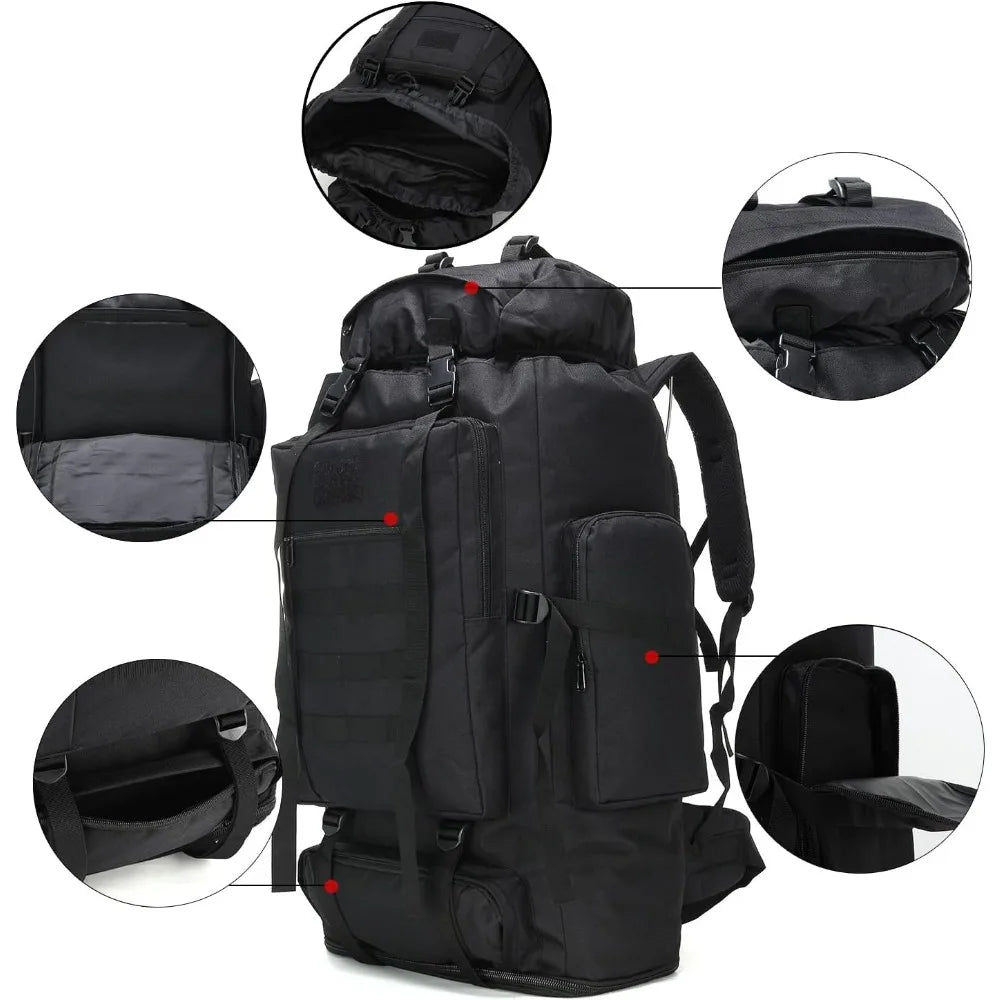 Hiking Backpack for Men 70L/100L, Camping Backpack Military Rucksack  3 Days Assault Pack