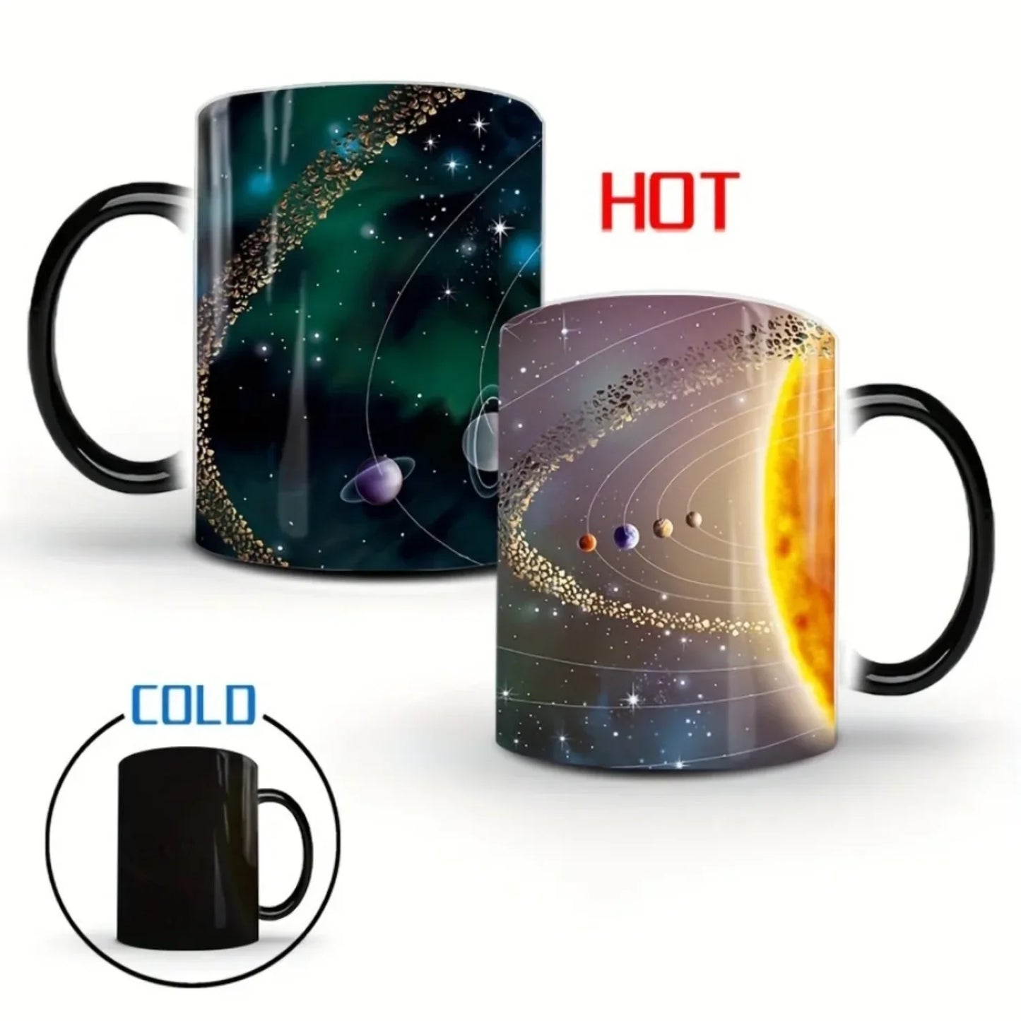 1pc Solar System Color Changing Coffee Mug Ceramic Coffee Cup Planets Heat Sensitive Water Cup