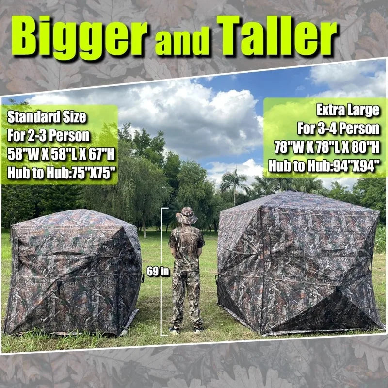 360 Degree See Through Hunting Blind 2/3/4 Person Ground Camouflage Pop Up Hunting Blind