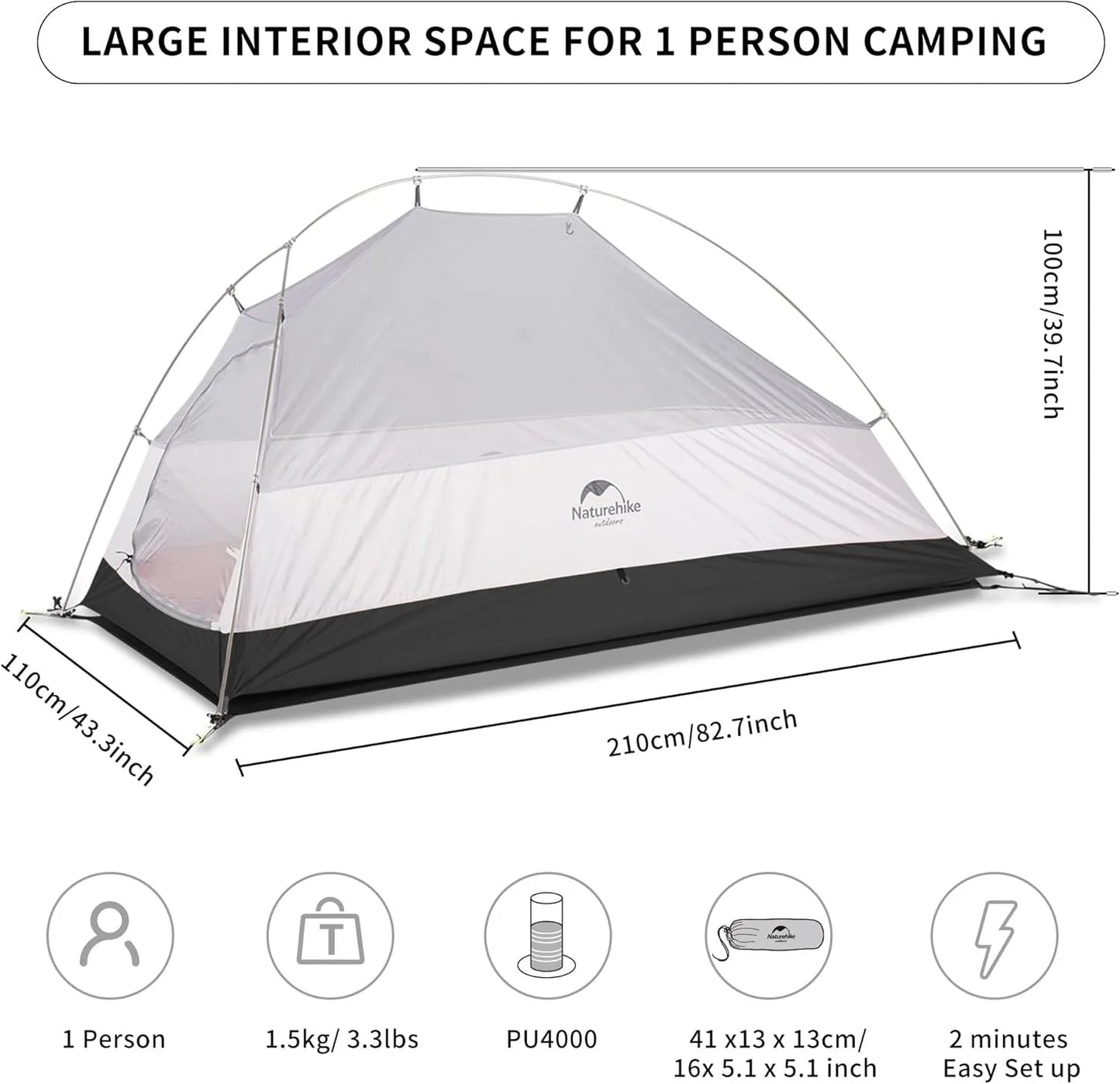 Naturehike Tent Cloud Up Series Ultralight Outdoor Camping Tent Waterproof Backpacking Tent Camping