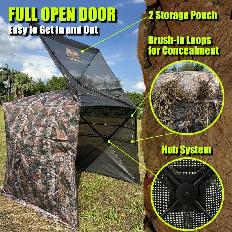 360 Degree See Through Hunting Blind 2/3/4 Person Ground Camouflage Pop Up Hunting Blind