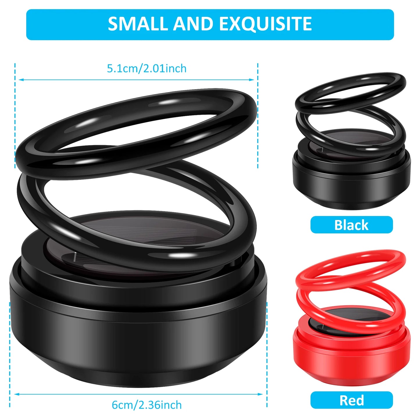 Hot 2Pcs Car Aroma Diffuser Solar Powered Car Aromatherapy Double Ring Auto Rotating Car Aromatherapy Diffuser Compact Portable