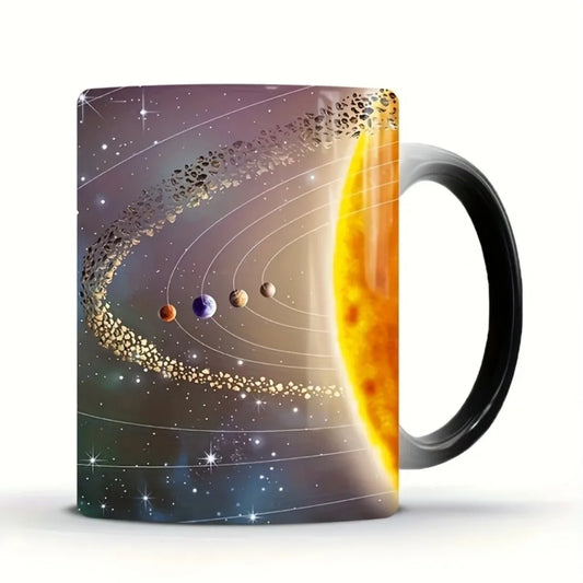 1pc Solar System Color Changing Coffee Mug Ceramic Coffee Cup Planets Heat Sensitive Water Cup