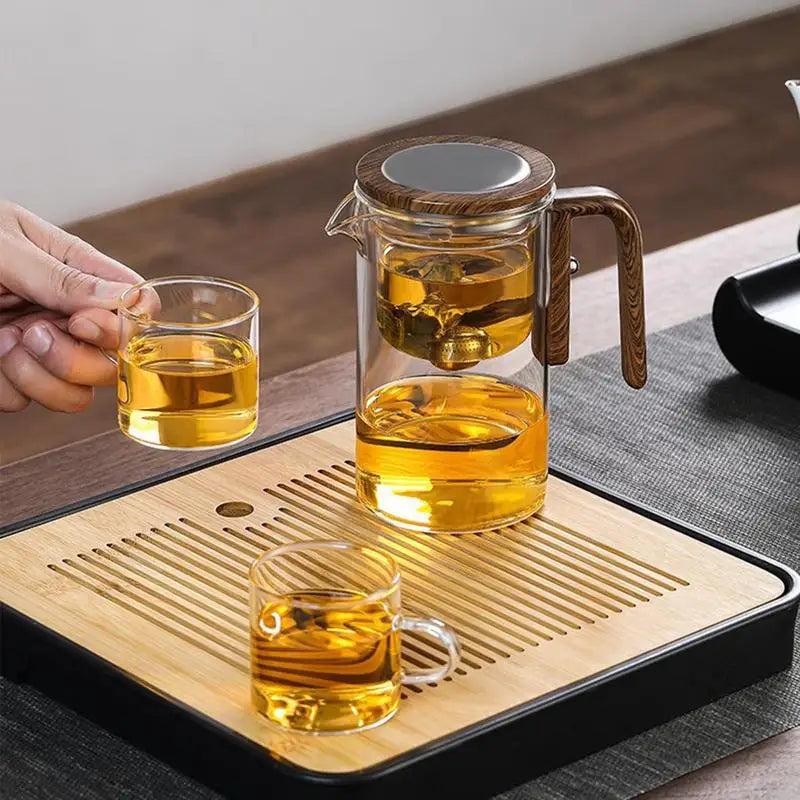 Glass Teapot with Infuser Wooden Handle Teapot for Loose Tea Carefully Designed Spout