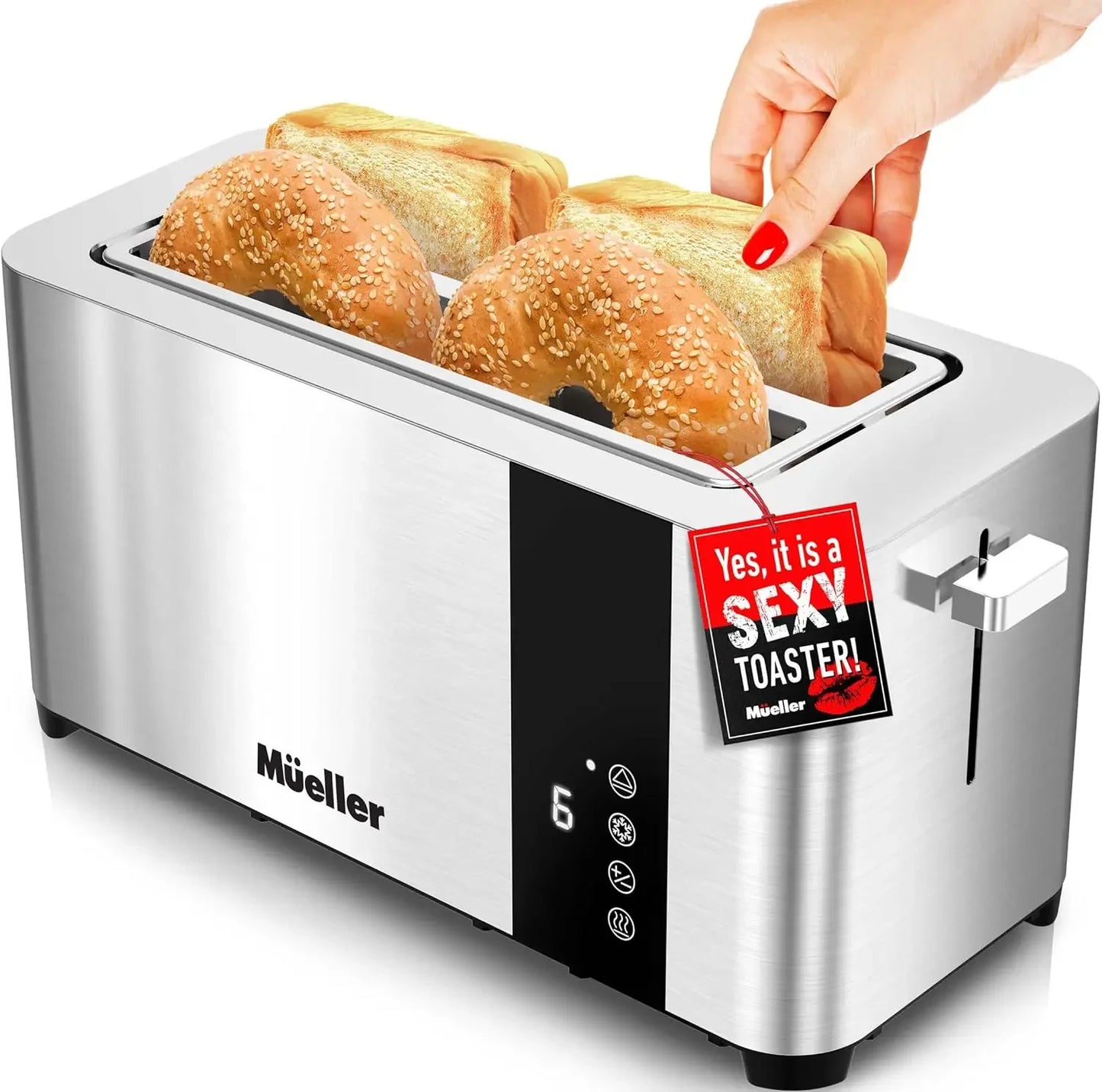 NEW UltraToast Full Stainless Steel Toaster 4Slice Long Extra-Wide Slots with Removable Tray