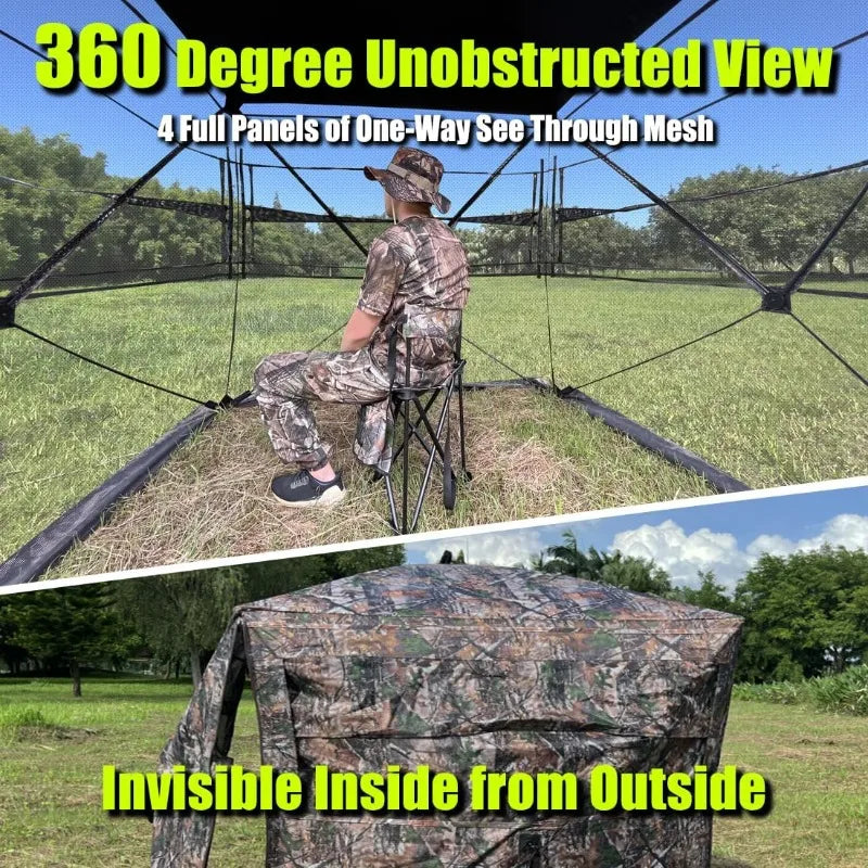 360 Degree See Through Hunting Blind 2/3/4 Person Ground Camouflage Pop Up Hunting Blind