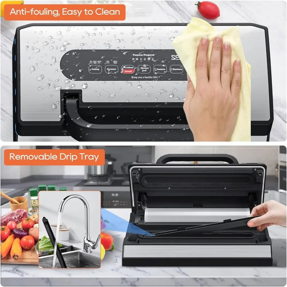 Vacuum Sealer Machine, 90Kpa Food Preservation, Dry & Moist & Extended Modes