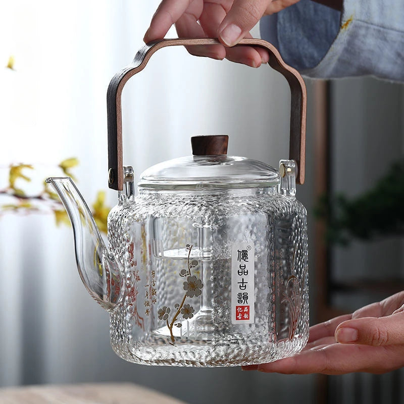 Steamable Teapot Household Glass Tea Maker High Temperature Resistant Steaming and Boiling