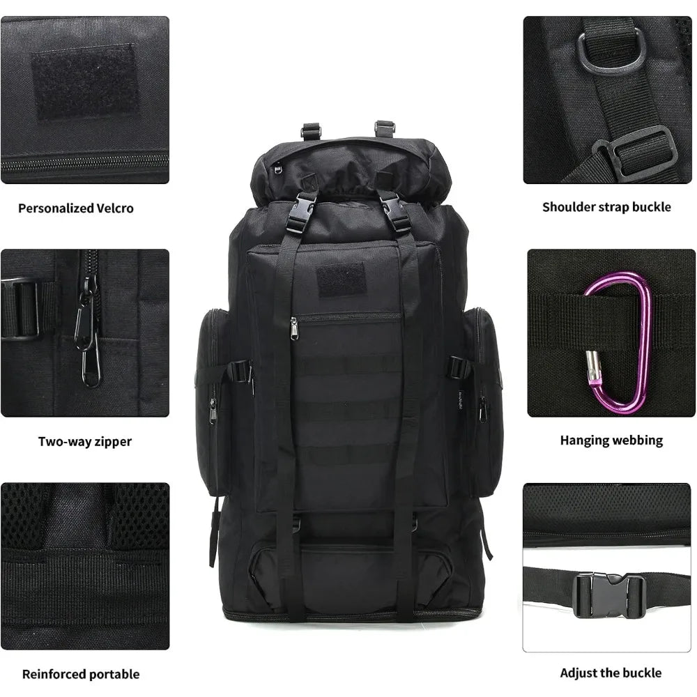 Hiking Backpack for Men 70L/100L, Camping Backpack Military Rucksack  3 Days Assault Pack