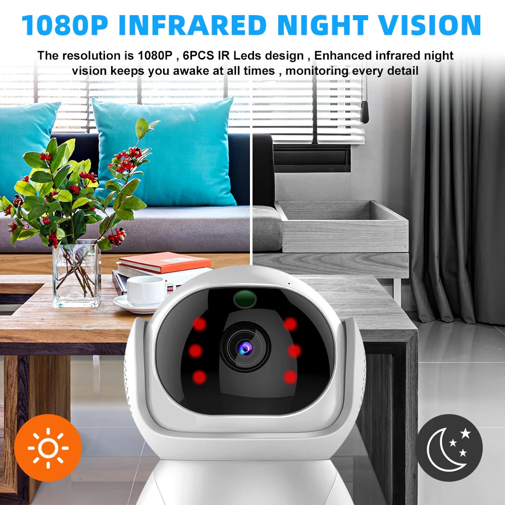 5G Indoor Wifi Camera HD 360° dual-frequency Surveillance Security Camera Night Vision Auto Tracking