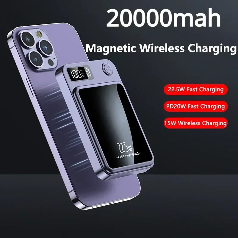 20000mAh Magnetic Qi Wireless Charger Power Bank 22.5W Fast Charging