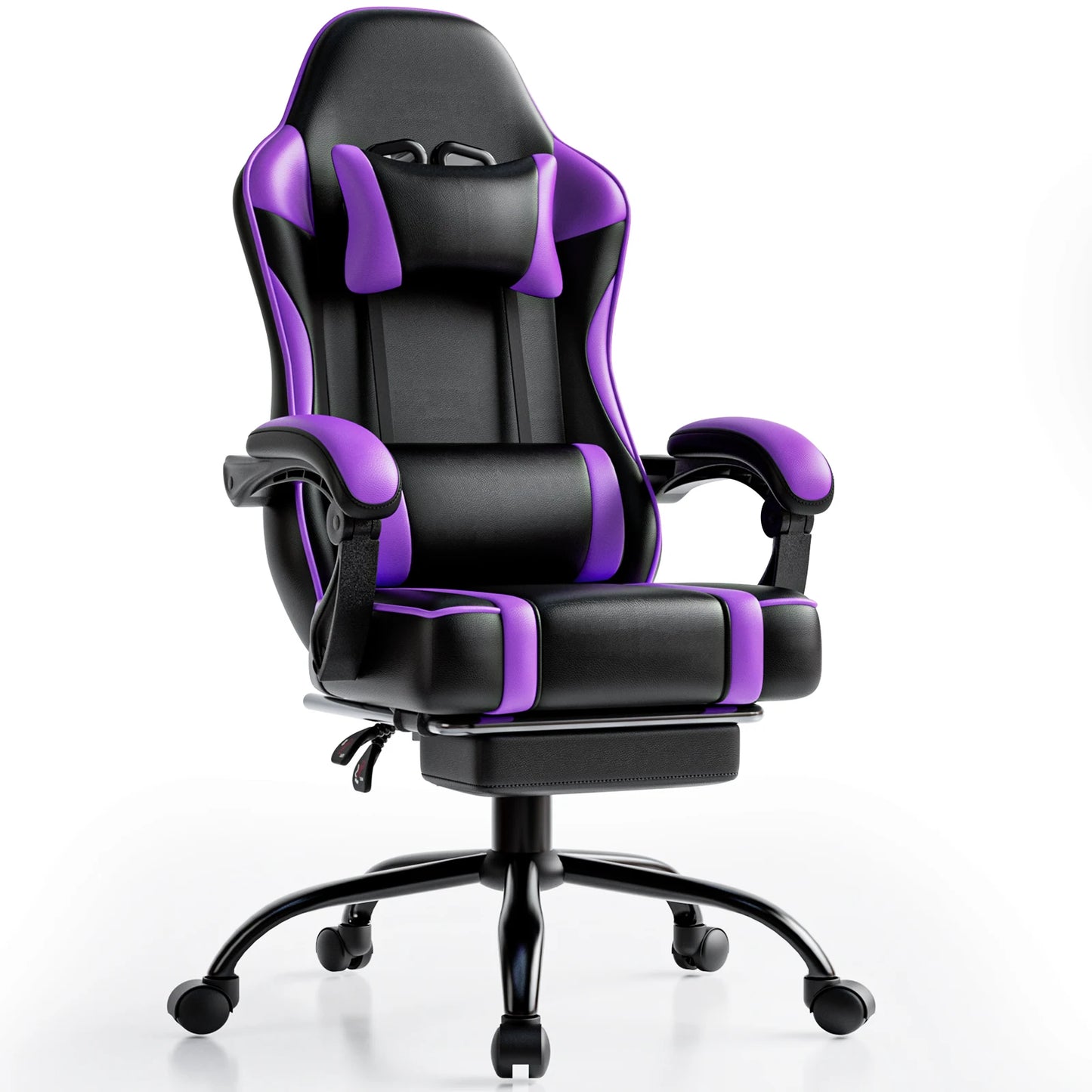 Gaming Chair with Footrest, PU Leather Video Game Chairs for Adults, Reclining Gamer Chair Office