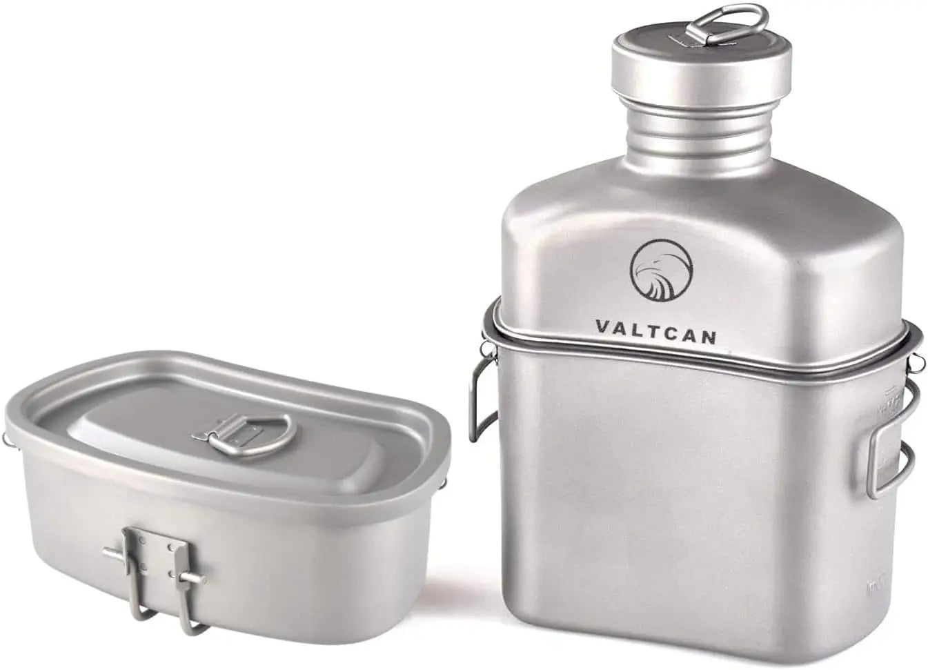 Titanium Canteen Military Mess Kit 1100ml 37oz Capacity with 750ml and 400ml cookware Cups