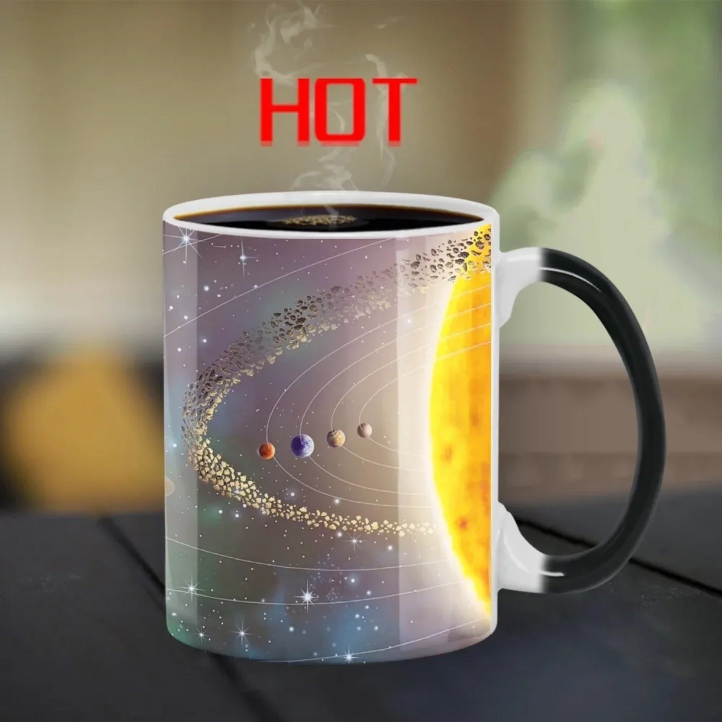 1pc Solar System Color Changing Coffee Mug Ceramic Coffee Cup Planets Heat Sensitive Water Cup