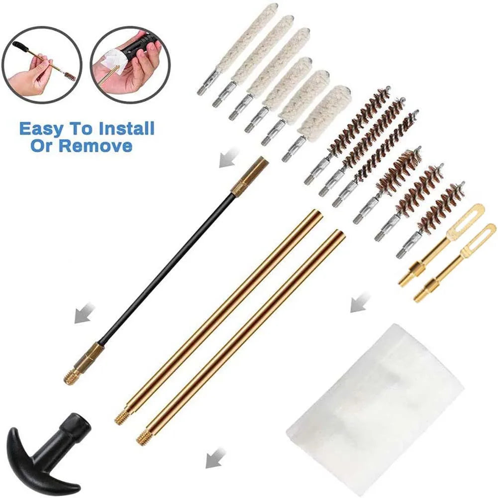 19pcs/Set Gun Barrel Cleaning Kit Pistol Handguns Rod Cleaner Brush Tools for 11/29/9mm 10/45