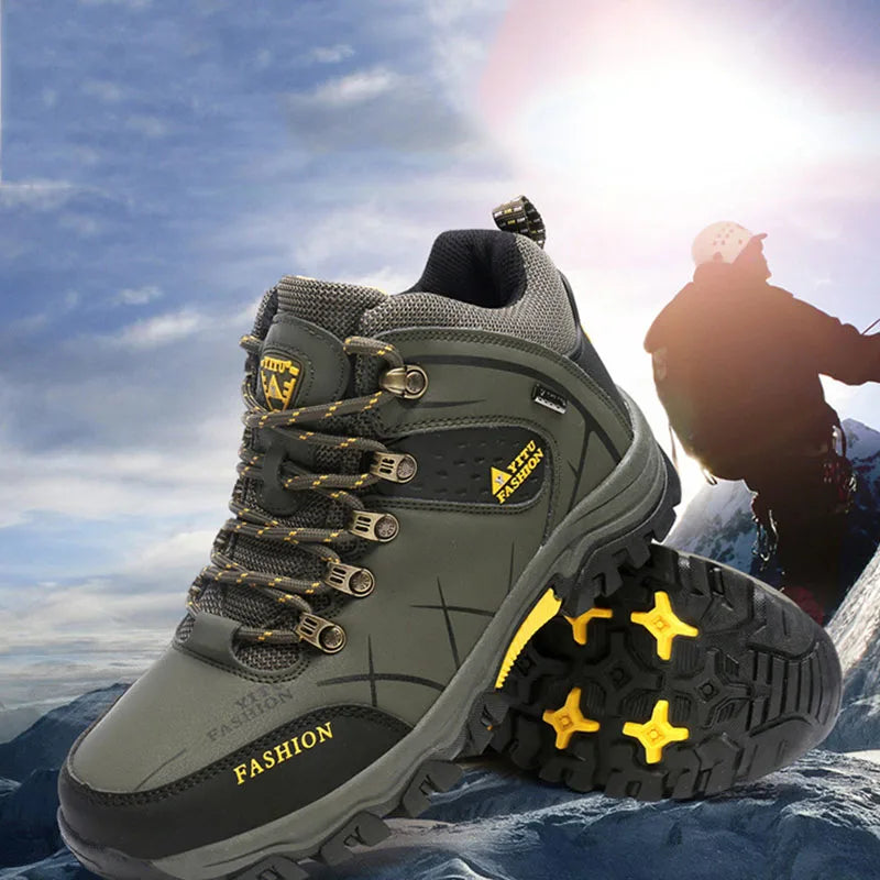 Oulylan Climbing Shoes Sports Plush and Thick Insulation Men Hiking Waterproof Trekking Boots Mountain Rubber Sole  Shoes