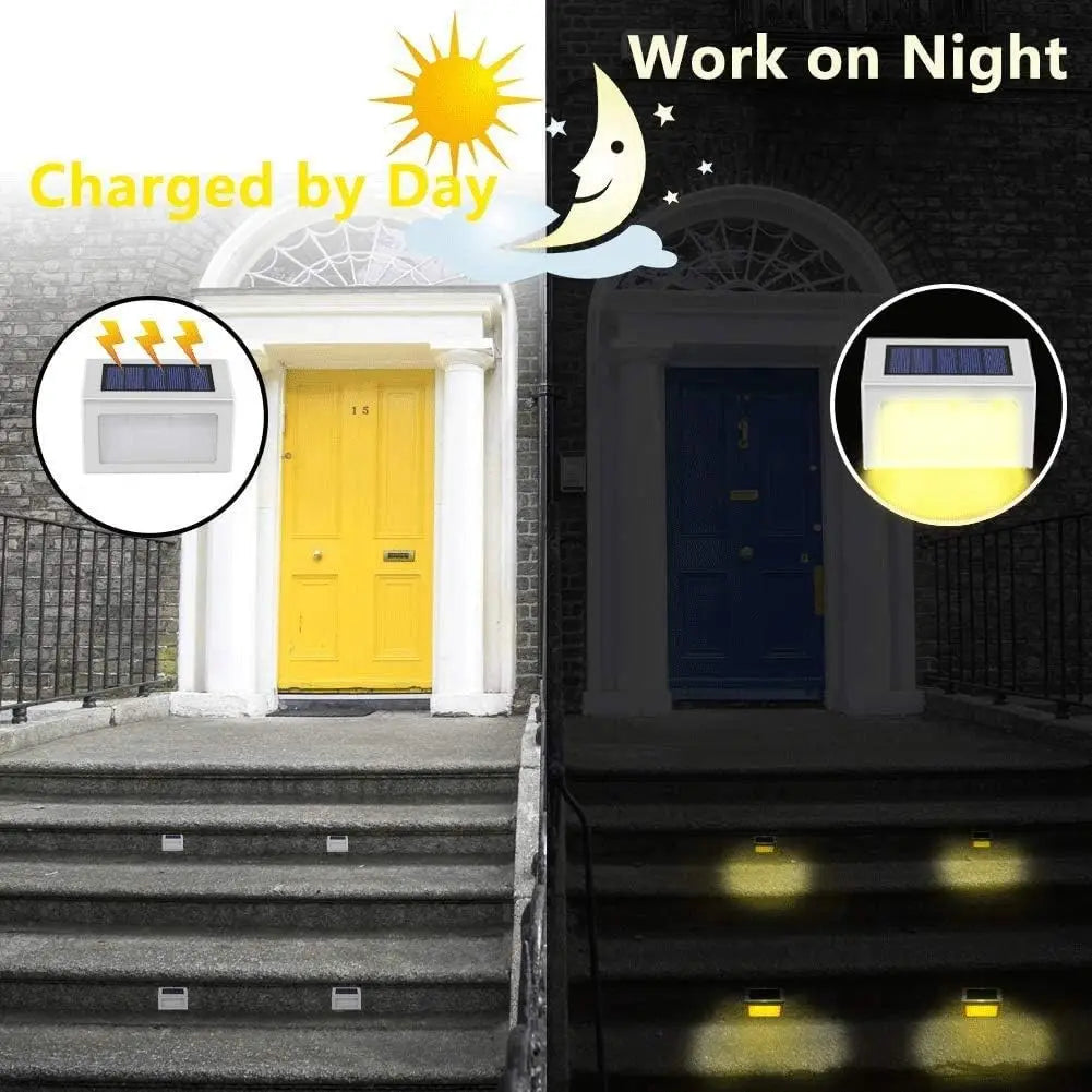 Lightess Solar Lights for Steps Deck Solar Stair Light Outdoor Waterproof Stainless Steel LED