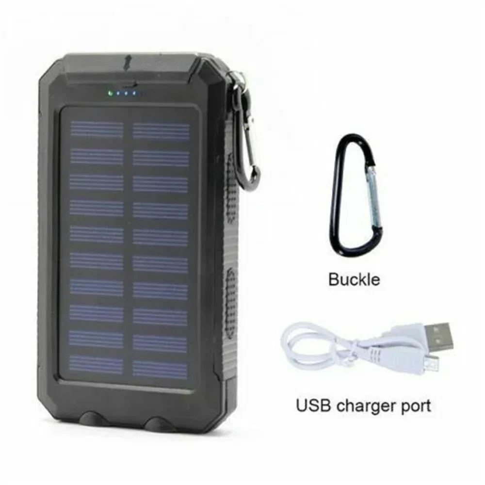 Solar 80000mAh Power Bank Outdoor Waterproof Spare Battery External Dual USB Powerbank