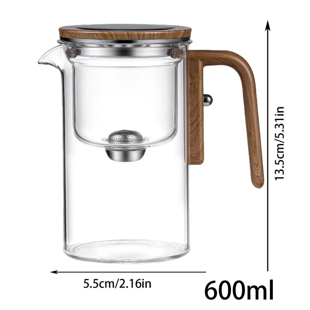 Glass Teapot with Infuser Wooden Handle Teapot for Loose Tea Carefully Designed Spout